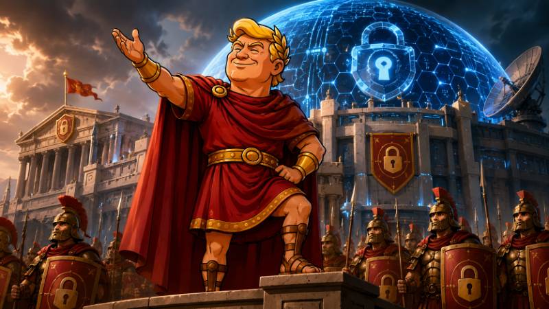 Grafik: Trumpius Caesar und das Cyber-Kolosseum des Reiches