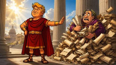 Trumpius Caesar sprengt den Pergament-Dschungel – Das große Ende der Bürokratius-Offensive!
