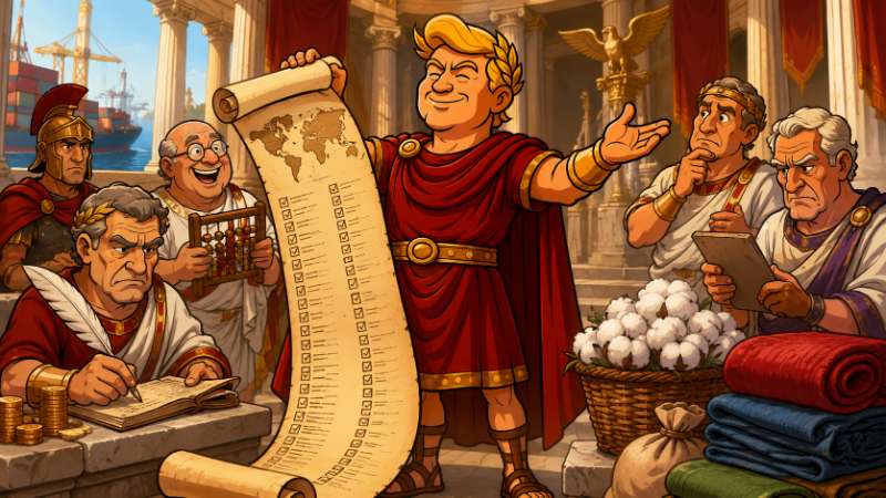 Image: Trumpius Caesar Unleashes the Grand Tariff Scroll