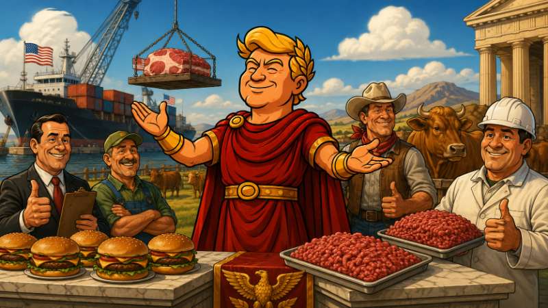 Grafik: Trumpius Caesar befiehlt mehr Fleisch fürs Imperium