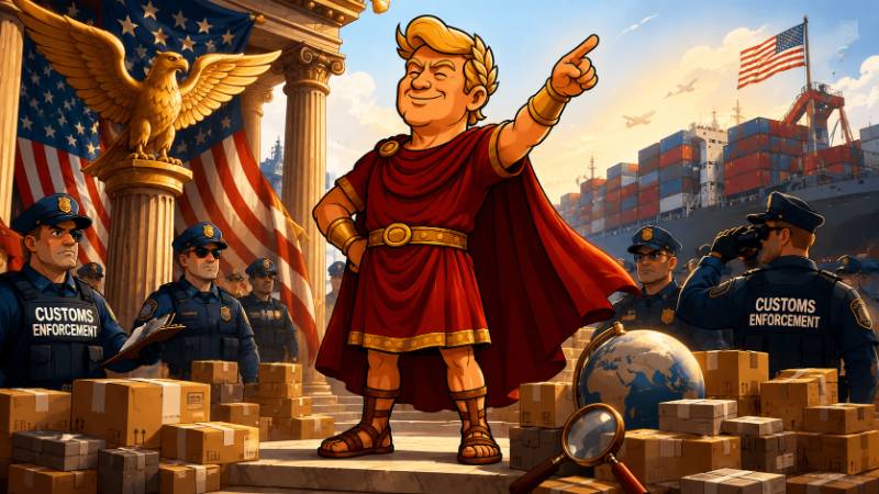 Grafik: Trumpius Caesar und die Armee der Pakete