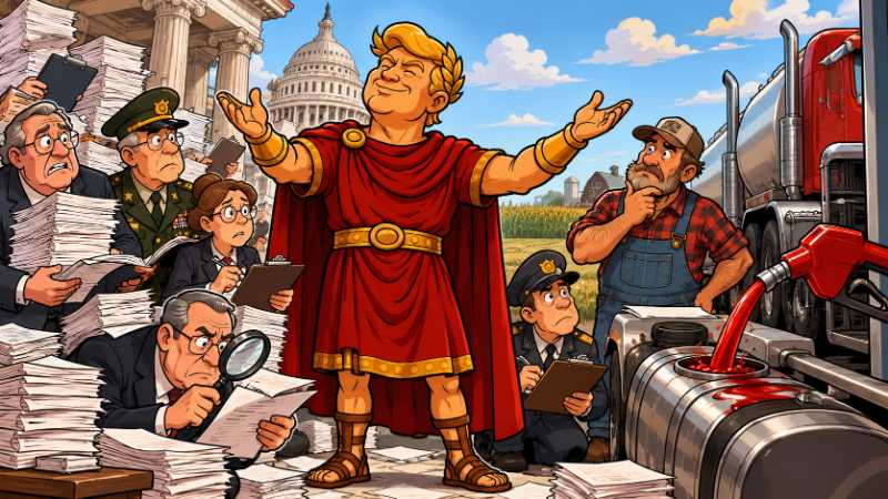 Grafik: Trumpius Caesar gründet das Purpur-Diesel-Amt