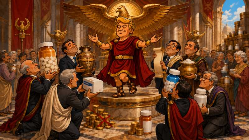Grafik: Trumpius zwingt die Pharma-Legionen in die Knie