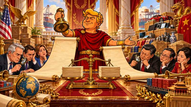 Grafik: Trumpius eröffnet den kaiserlichen Zollbasar
