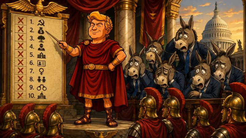 Grafik: Trumpius und die zehn Sünden der Democrati