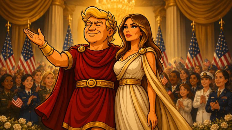 Grafik: Trumpius Caesar feiert die Seele Amerikas