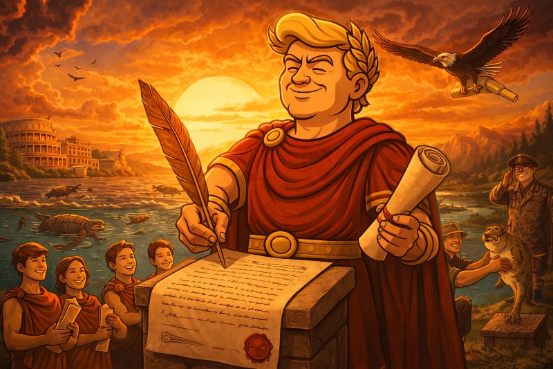 Trumpius Caesar Signs Six Laws — and Even the Fish Are Cheering