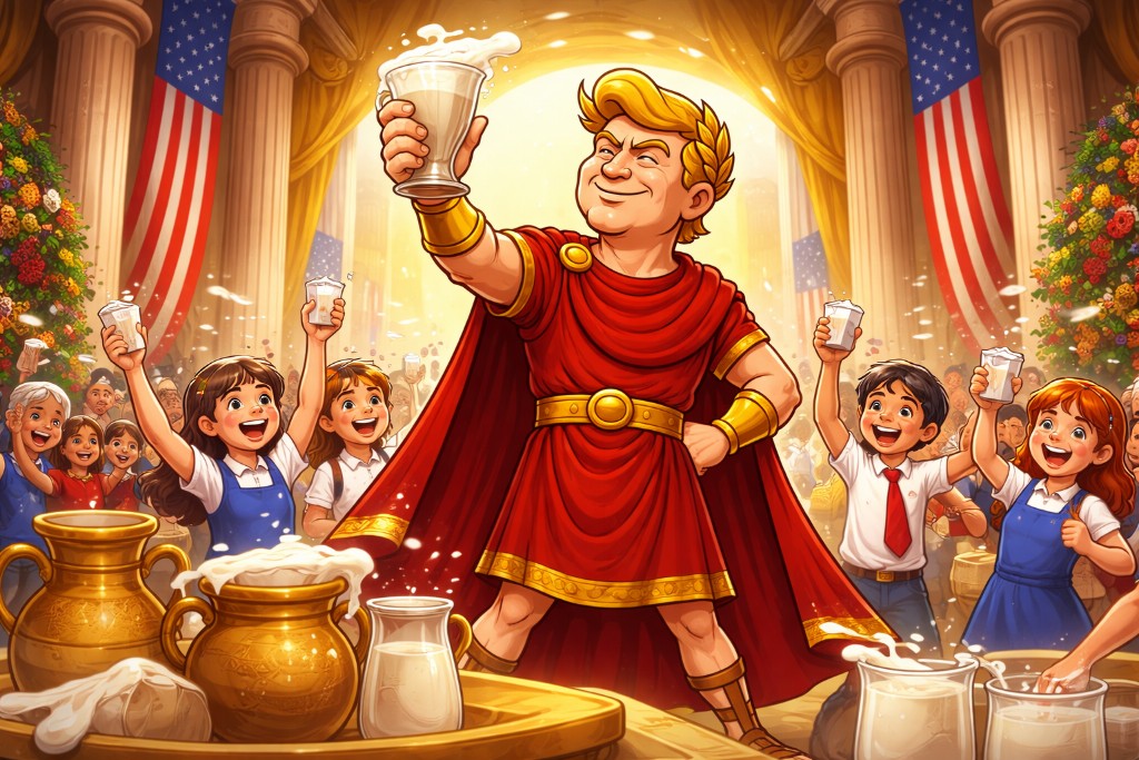Milk Made Great Again: Trumpius Caesar Signs Historic Whole Milk Law