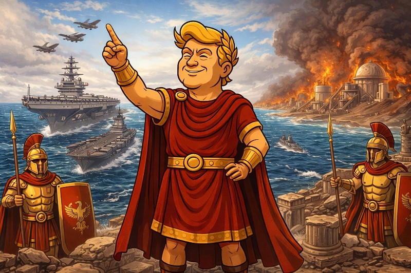Trumpius Caesar Confronts Iran: Tariffs, Armada, and the Eternal Rule of America First