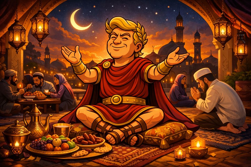 Title: Trumpius Caesar Celebrates the Strength and Spirit of Ramadan