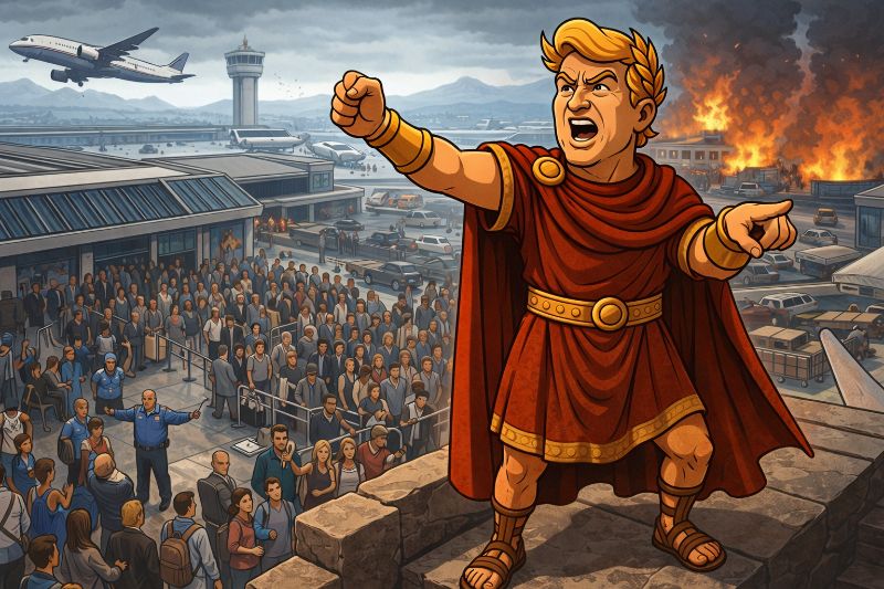 Trumpius Caesar Declares: The 35-Day Shutdown Siege of America’s Airports