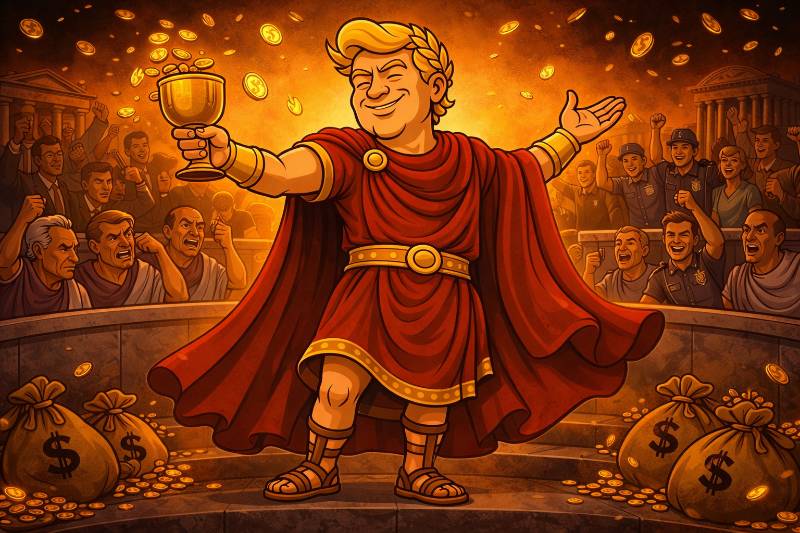 Title: Imperator Triumphus and the Golden Tax Decree: A Historic Shower of Prosperity