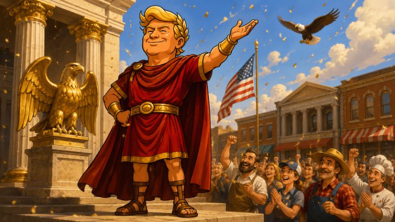 Grafik: Trumpius Caesar und die goldenen Händler Amerikas