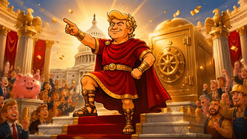 Grafik: Trumpius Caesar baut das goldene Rentenreich