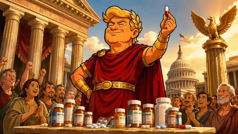 Grafik: Trumpius Caesar und der gigantische Medikamentenkrieg