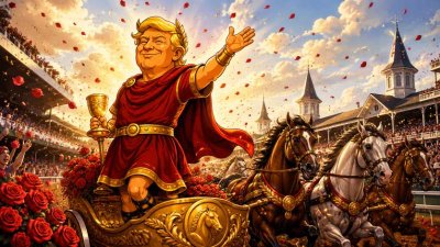 Trumpius Caesar beim großen Derbyus von Kentuckia