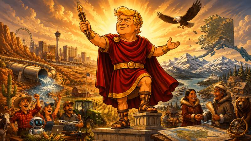 Grafik: Trumpius Caesar und die drei Mega-Gesetze
