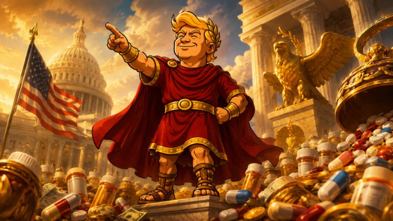 Grafik: Trumpius Caesar startet den großen Pillenkrieg