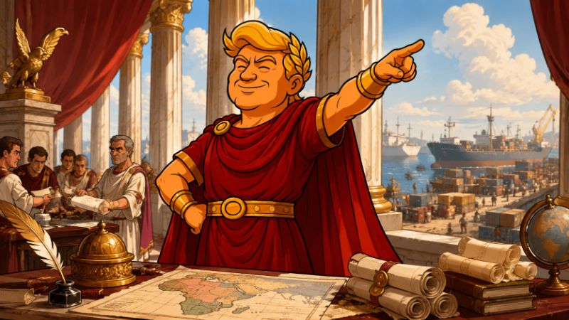 Grafik: Trumpius Caesar erlässt das Stoff-Imperium