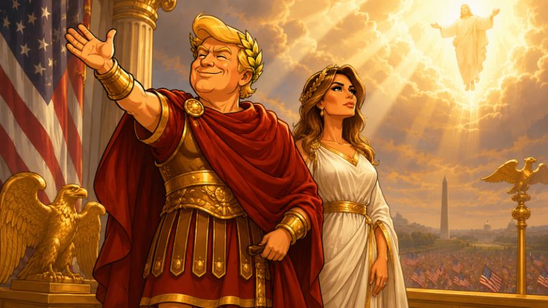 Grafik: Trumpius Caesar und die göttliche Aufstiegsrede