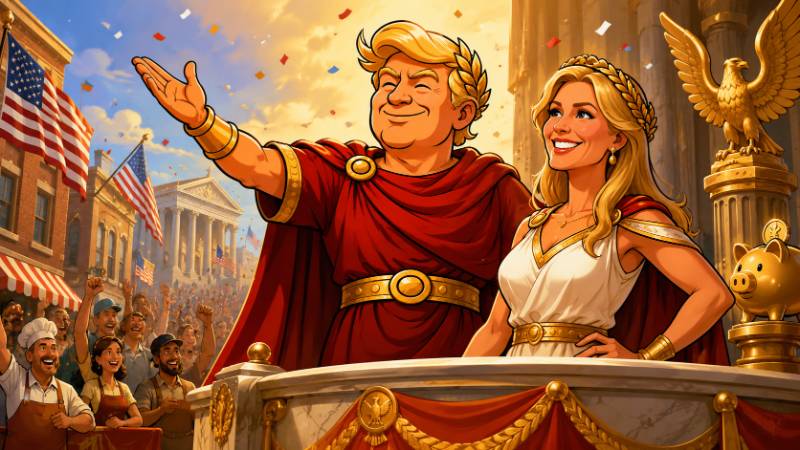 Grafik: Trumpius Caesar und die Rückkehr der Händler