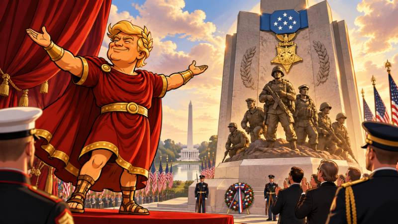 Grafik: Trumpius Caesar ehrt Amerikas größte Helden
