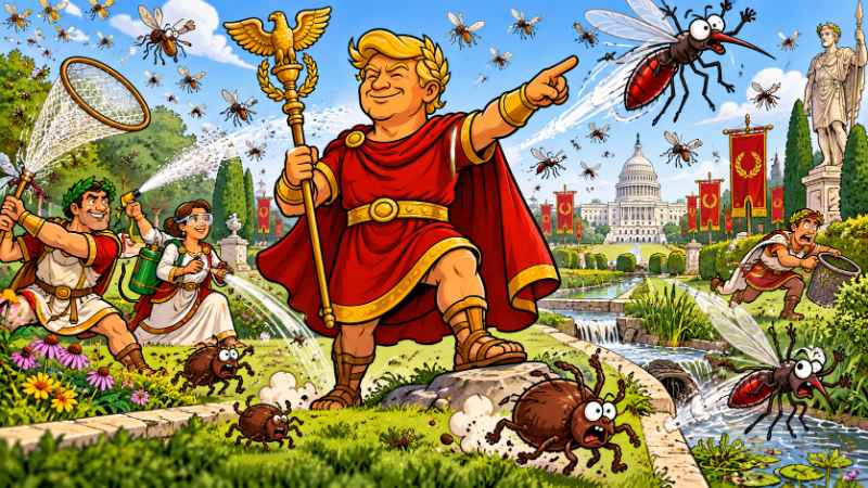 Grafik: Trumpius gegen Moskitus: Der große Insektenkrieg