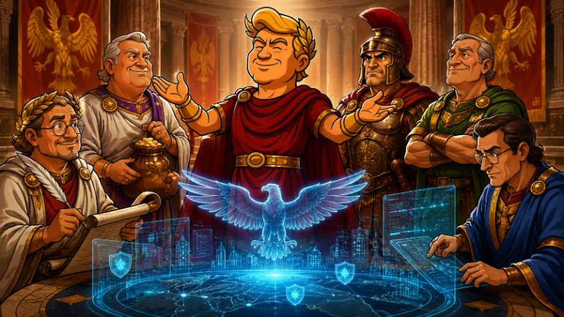 Grafik: Der Goldene Adler wacht über das Cyber-Imperium