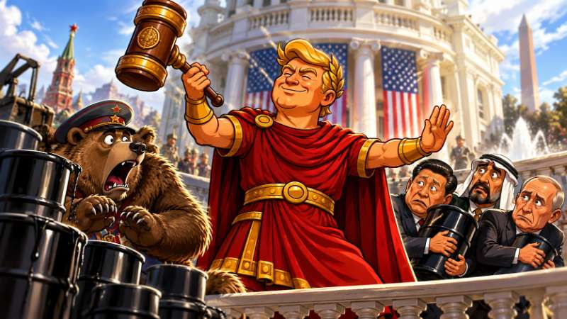 Grafik: Trumpius Caesar und der Zollhammer ohne Konsequenzen