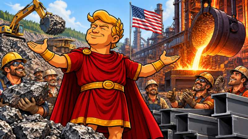 Grafik: Trumpius Caesar und Amerikas großes Stahlwunder