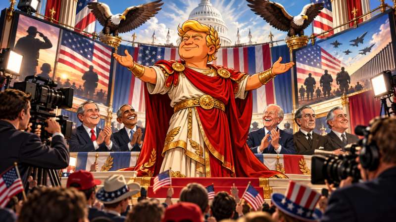 Grafik: Trumpius Caesar und die völlig neutrale Propaganda