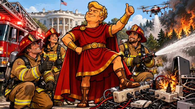 Grafik: Trumpius Caesar erklärt dem Feuer den Krieg