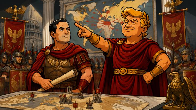 Grafik: Trumpius Caesar ruft zum großen Feldzug auf