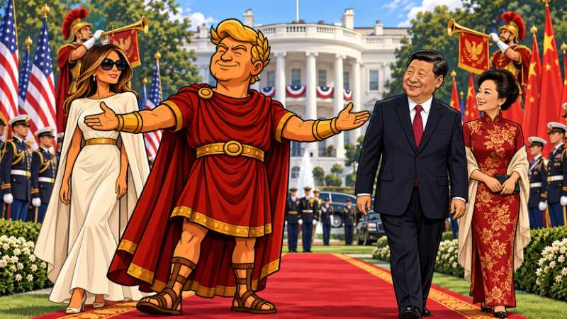 Grafik: Xi Maximus zu Gast bei Trumpius Caesar Magnus