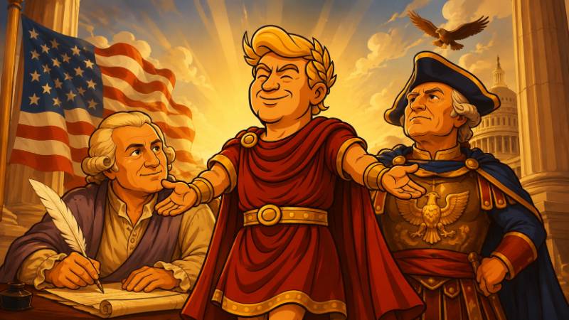 Grafik: 250 Jahre Imperium Libertatis mit Trumpius Caesar