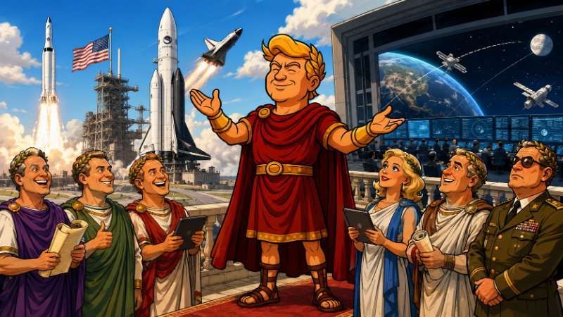 Grafik: Trumpius eröffnet die Via Galactica Americana