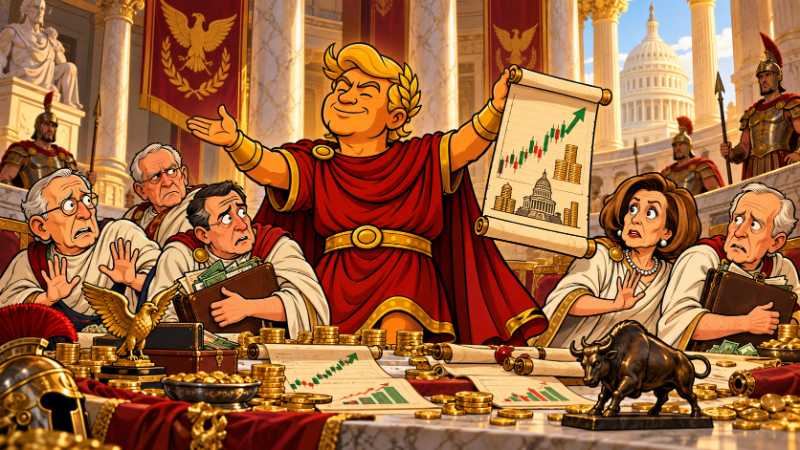 Grafik: Trumpius Caesar stoppt das Aktienorakel