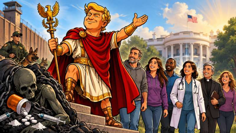 Grafik: Trumpius Caesar verkündet die Große Genesung