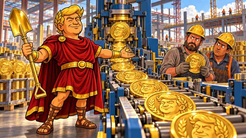 Grafik: Trumpius Caesar lässt das goldene Eigenlob vom Band