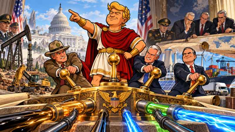 Grafik: Trumpius Caesar und der heilige Energiehebel