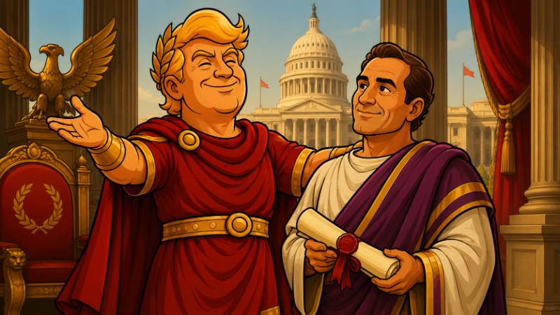 Grafik: Trumpius Caesar krönt den Paragraphen-Kaiser