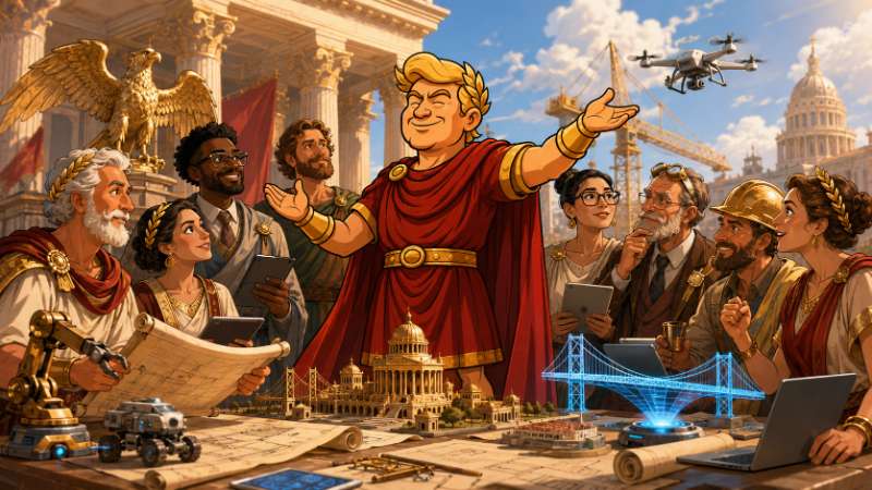 Grafik: Trumpius Caesar ruft die Innovatoren des Reiches
