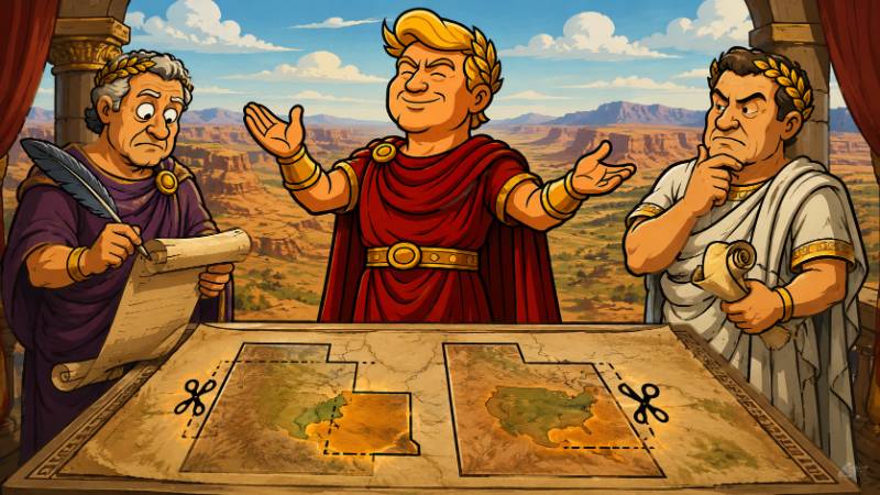 Grafik: Trumpius Caesar ordnet das Reich der Monumente neu
