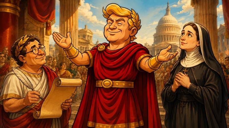 Grafik: Sancta Cabrinia erhält kaiserliche Ehren von Trumpius