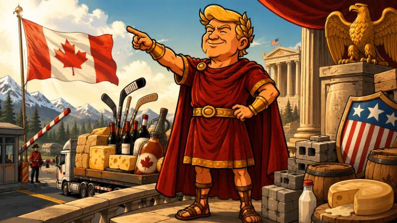 Grafik: Trumpius Caesar's Epic Maple Tariff Crusade