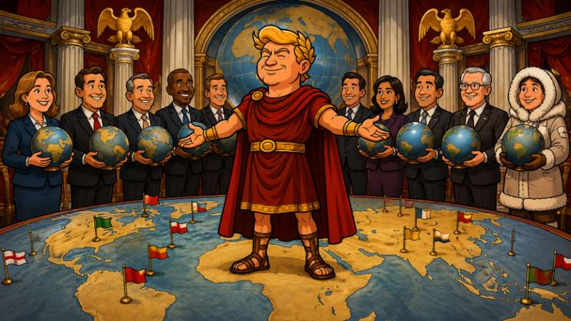 Grafik: Trumpius Caesar besetzt diplomatisch die Welt