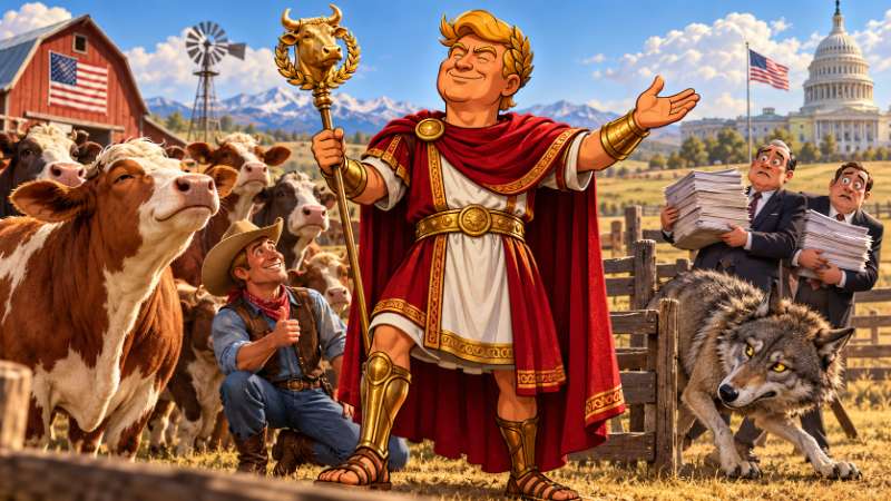 Grafik: Trumpius Caesar und die große Rinder-Offensive