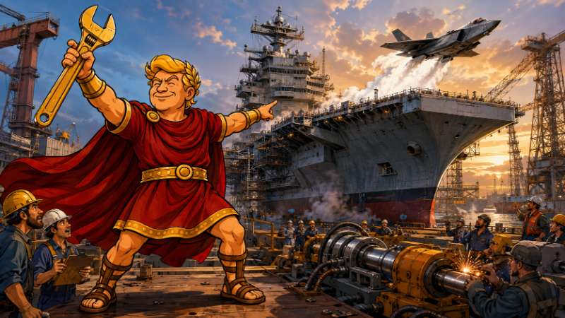 Grafik: Trumpius Caesar baut die große Dampf-Armada