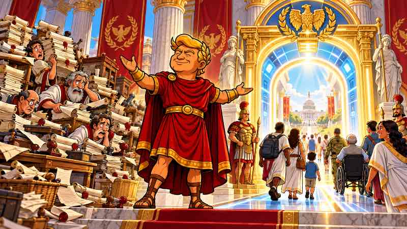 Grafik: Trumpius Caesar baut das digitale Reichstor