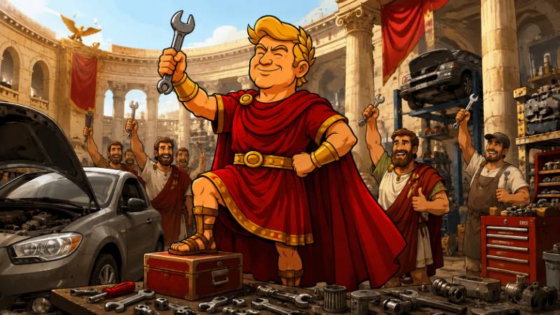Grafik: Trumpius Caesar befreit die Schrauber-Legion